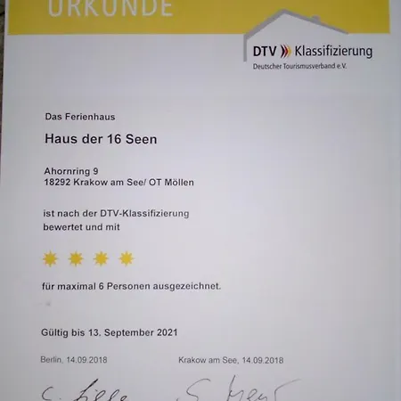 Haus Der 16 Seen Hébergement de vacances Krakow am See